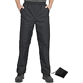 Ubon Men's Black Waterproof Rain Pants, Packable Golf Hiking Pants