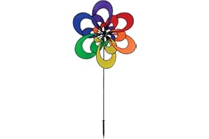 In the Breeze 2700 28 Inch Spectrum Triple Windee Wheelz-Large Wind Spinner for Your Yard or Garden, Rainbow