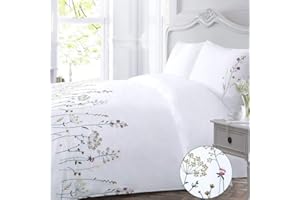 YINFUNG White Flower Duvet Cover Set Queen Floral Cotton Pink Flowered Spring Elegant Wildflower Embroidered Pretty Botanical French Country Textured 90x90 Garden Girls Cottage 3PC Zip Bedding Set