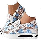 Wedge Sneakers for Women, Fashion Sneakers for Women, Mesh Shoes Women, Wedge Sneakers, Floral Sneakers for Women, Breathable Lace Slip On Orthopedic Lightweight Platform Dressy Casual Walking