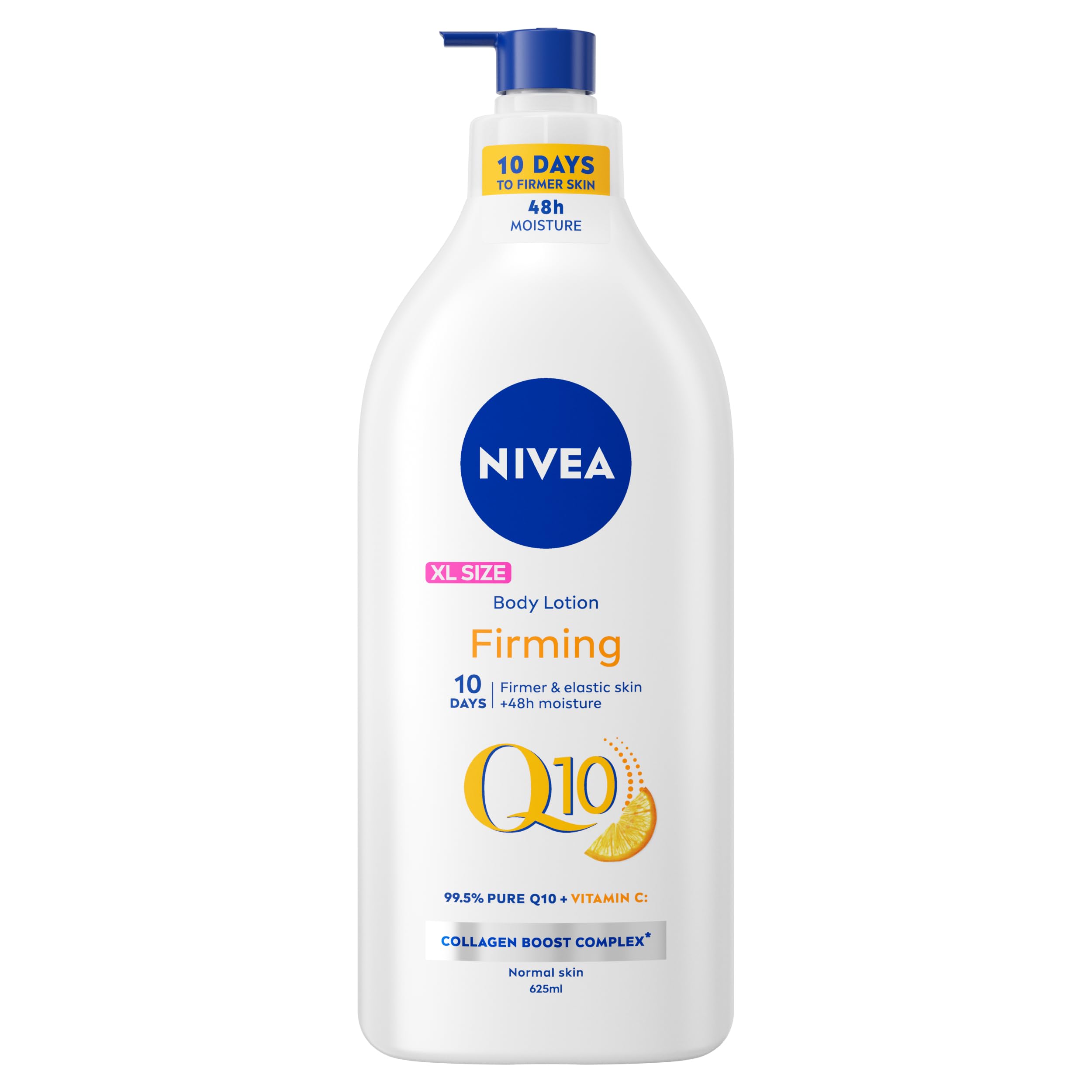 NIVEA Q10 Firming Body Lotion + Vitamin C (625ml), with Collagen Booster Complex, 48H Moisturiser
