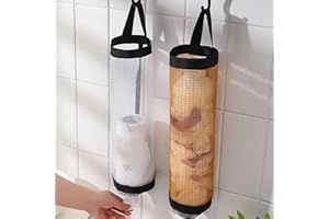 2PCS Dual-Use Mesh Hanging Bag – Foldable Breathable Kitchen Organizer for Shoe Cover & Trash Bag - YELLOW