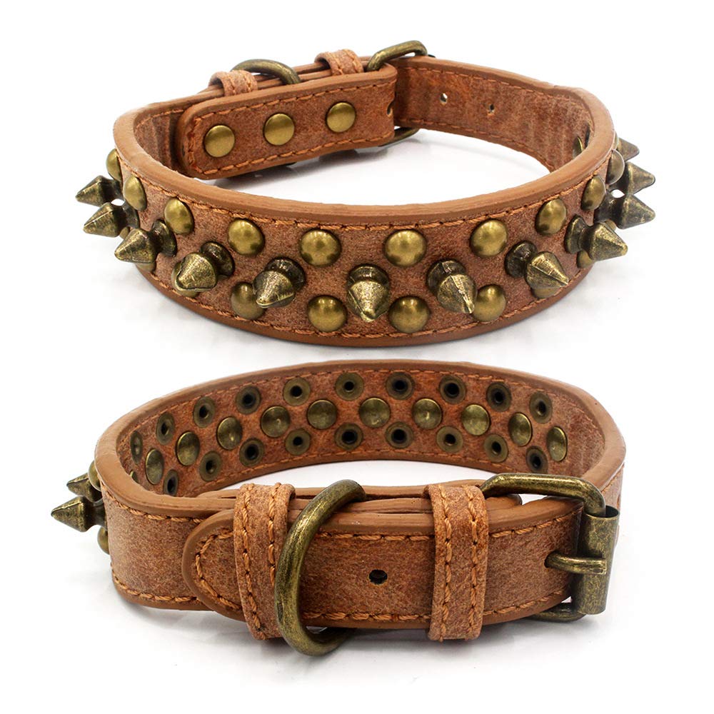 TELEYI Mushrooms Spiked Rivet Studded Adjustable Pu Leather Pet Collars for Cats Puppy Dogs