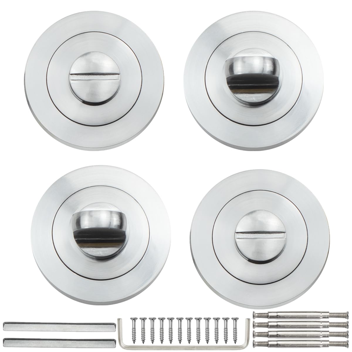 Bwintech 2 Pair 52MM Satin Chrome Bathroom Escutcheon Polished Nickel Turn and Release Set