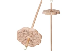 YUSHEN 2Pcs Flower Shaped Drop Spindle Top Whorl Yarn Spinner Wheel for Beginners & Advanced, Wooden Hand Spinning Spin Roving into Yarn Gifts for Sewing Projects