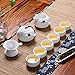 XDOBO Imported Vintage Chinese & Japanese Style Porcelain Handmade Kung Fu Tea Set, 10-pack (White)