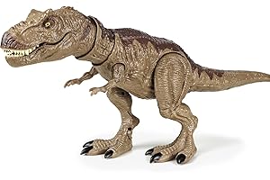 COVSEN Tyrannosaurus Rex Action Figure Dinosaur Toy for Kids 3-5, Realistic T-Rex with Vibration Feature Roaring, Lights, Continuous Spray, Movable Jaws & Limbs – Birthday for Kids (Brown