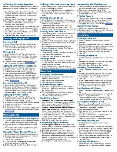 image for QuickBooks Pro 2017 Quick Reference Training Card - Laminated Tutorial