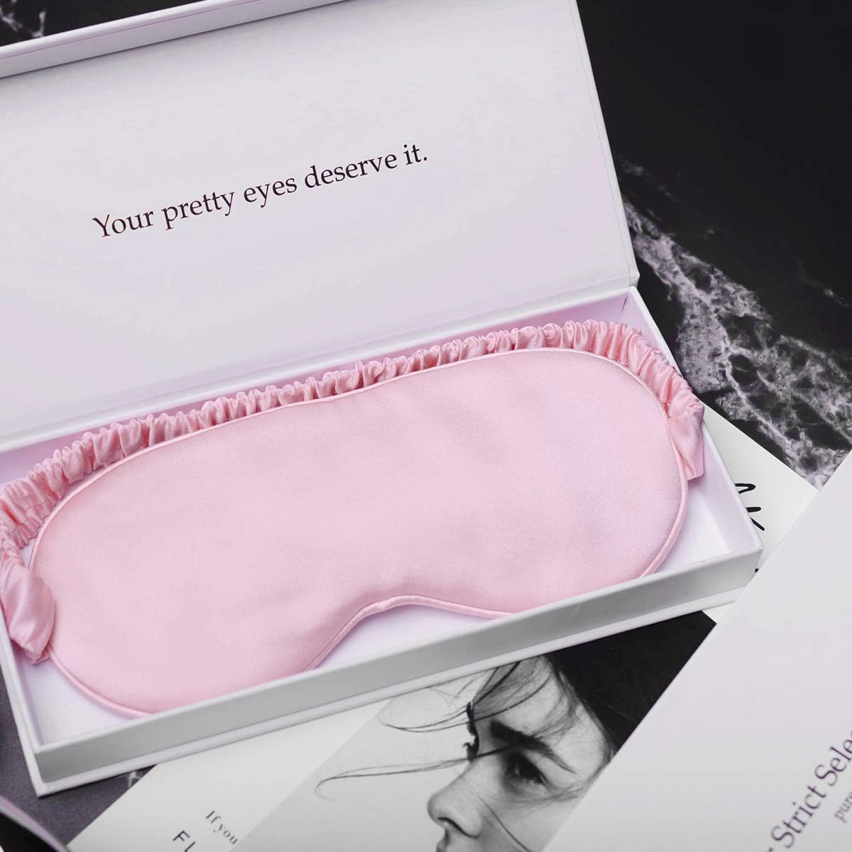 YANSER Luxury Silk Sleep Mask For Women 100% Mulberry Silk Eye Mask For Sleeping, Anti-Aging Skin Care, 6 Colors, Ultra Soft & Light, Comfortable, Travel Bag, Gift Package, Blindfold, Pink: Health & Personal Care