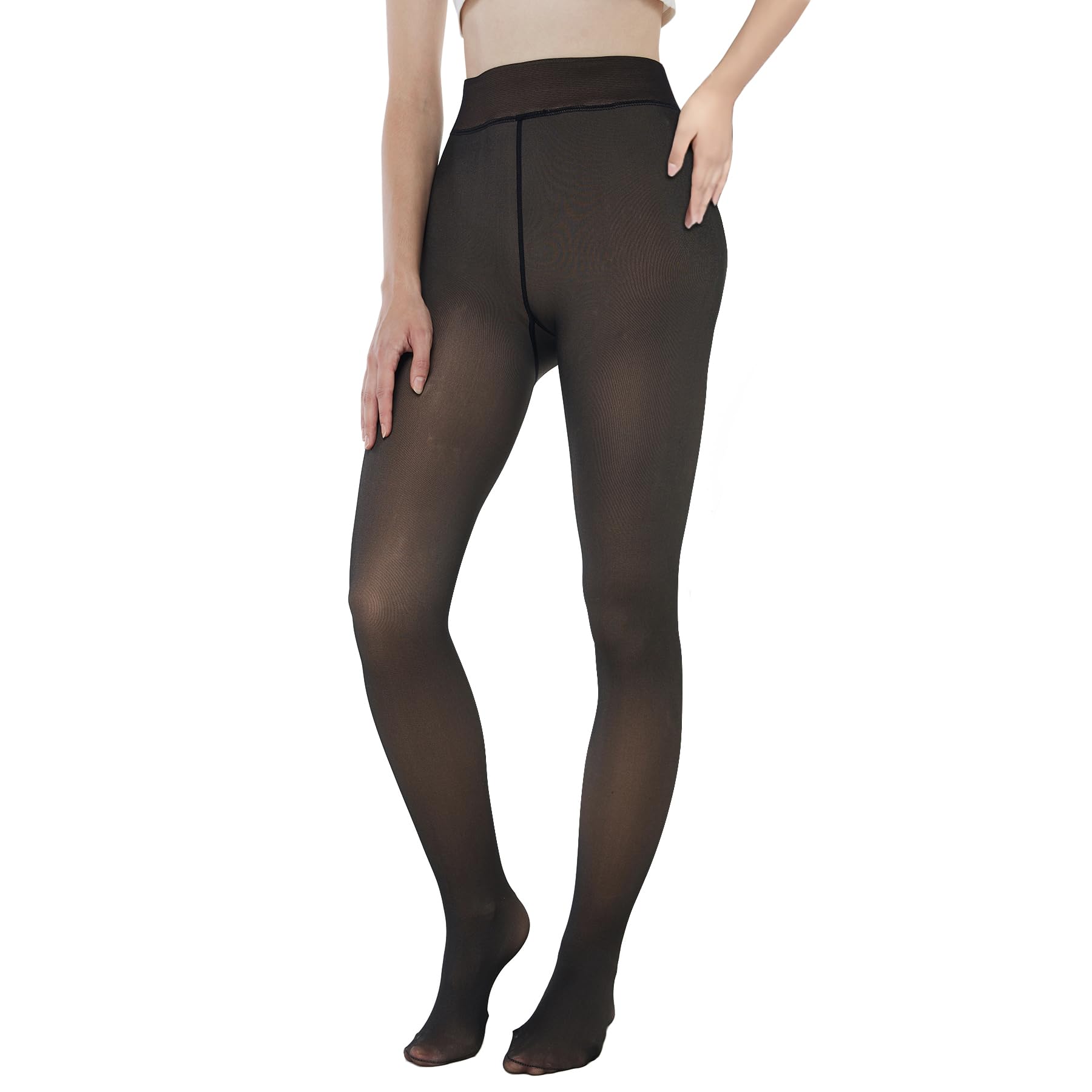 Photo 1 of *UNKNOWN SIZE* EXQUISLIFE Fleece Lined Tights Sheer Women - Fake Translucent Warm Pantyhose Leggings Sheer Thick Tights, for Winter - Black