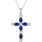 STARCHENIE Cross Necklace for Women 925 Sterling Silver Crucifix Pendant Necklaces Birthstone Jewelry Religious Gift for Her