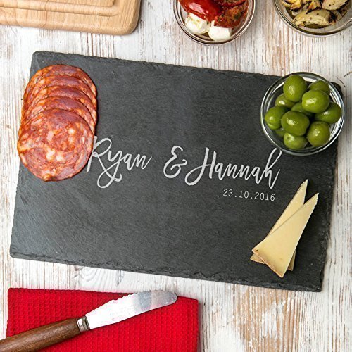 Slate Cheese Cutting Board / Personalized Gifts for Couples Home / Rustic Black Natural Slate - 12x8"