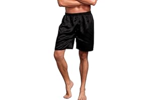 ADMIREME Men's Silky Satin Boxers Shorts Silk Pajama Bottom Shorts Satin Sleep Lounge Underwear Silk Boxers