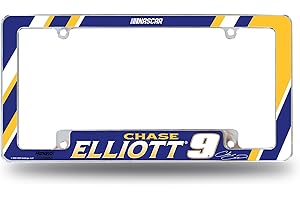 Rico Industries NASCAR Racing Chase Elliott 12" x 6" Chrome All Over Automotive License Plate Frame for Car/Truck/SUV