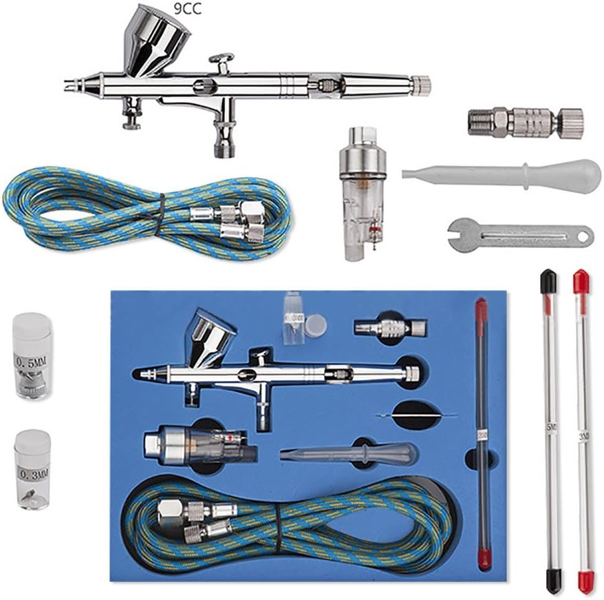NUZAMAS0.2mm/0.3mm/0.5mm Professional Double-Action Trigger Air-Paint Control Airbrush, Model-Railroad Detailing DIY Projects Tattoo Model-Railroad Detailing