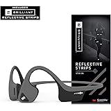 AfterShokz Air Open-Ear Wireless Bone Conduction Headphones with Brilliant Reflective Strips, Slate Grey, AS650SG-BR