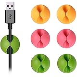 Shintop Cable Clips, Desk Cable Drop, Desk Wire Clips for All Your Computer, Electrical, Charging or Mouse Cord (Colorful ,6pcs)