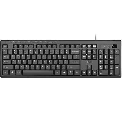 Rii RK907 Ultra-Slim Compact USB Wired Keyboard for Mac and PC,Windows 10/8 / 7 / Vista/XP (Black) (1PCS)