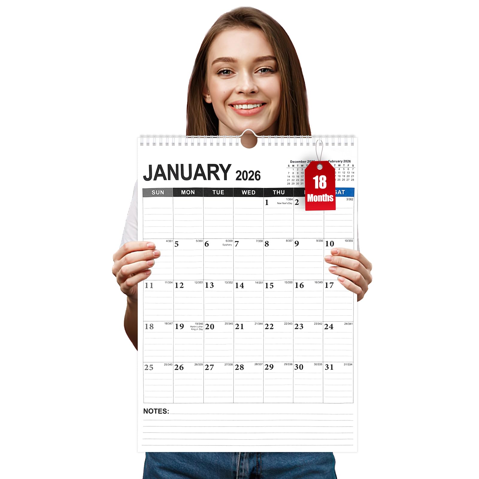 Calendar 2026 uk Family Planner, A3 2026 Calendar, 18 Month Family calendar 2026, Calendars 2026 Month to View, calender from Jan 2026 - Jun 2027 for Calendars & Personal Organisers Kitchen