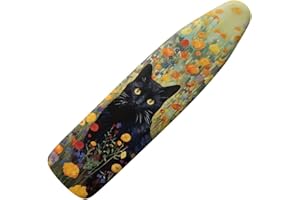GLENLCWE Black Cat Floral Ironing Board Cover Standard Sizes 15x54 Inch,Cute Cat Print Iron Board Cover Replacement Protector