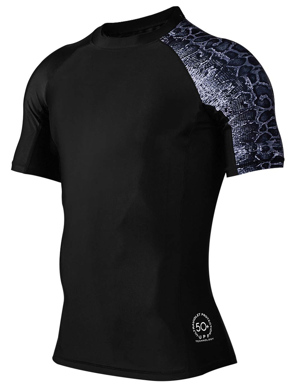 Animal Print Men's Splice UV Sun Protection UPF 50+ Skins Rash Guard Short Sleeves
