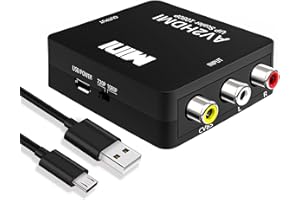 ARLEEDYN RCA to HDMI Adapter AV to HDMI Converter - RCA Composite CVBS Video Audio Converter Adapter with 1080P/PAL/NTSC, HDMI to AV&RCA Converter for TV/PC/STB/Xbox VHS/VCR/DVD/PS3/PS2/PS1