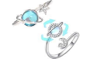 2Pcs Fidget Rings for Anxiety Women with Greeting Card, Adjustable Spinner Ring for Women, Stress Relief Mood Ring for Daily 
