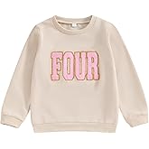 Lamuusaa Toddler Baby Girl Boy Birthday Outfit One/Two/Three/Four/Five/Six Embroidery Sweatshirt Shirts Birthday Gift