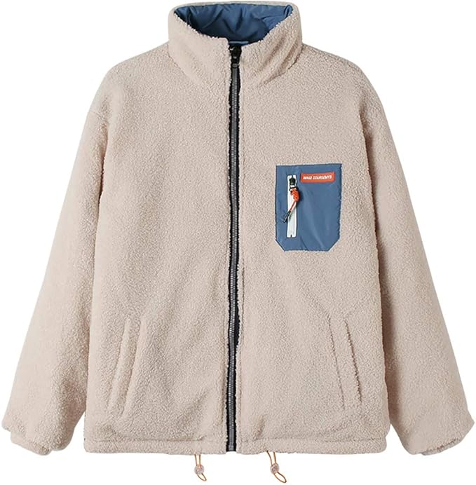 Amazon Bormran フリースジャケット メンズ リバーシブル ボアジャケット 中綿 アウター 防寒 カジュアル ジャケット あったか フリース 胸ポケット M コート ジャケット 通販