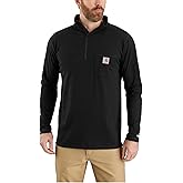 Force Relaxed Fit Long Sleeve Quarter Zip Pocket T-Shirt Black