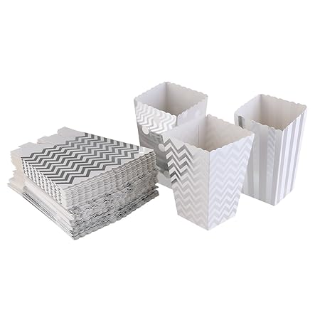 fenical Popcorn Boxen Candy Container Hochzeit Partyzubehör 50 (Silber)