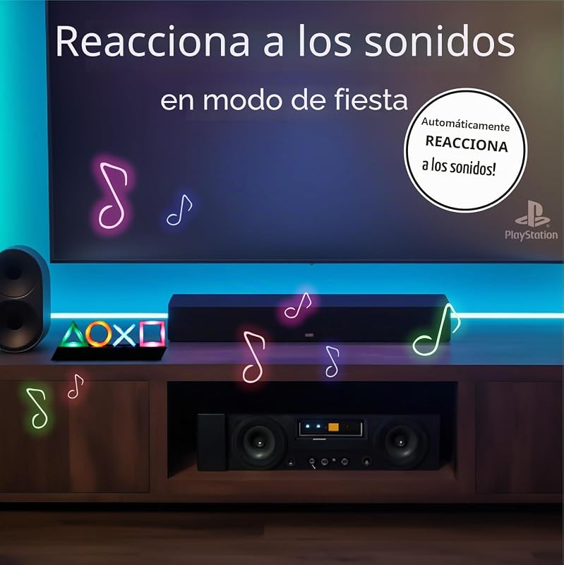 Paladone- lâmpada de ícones playstation com 3 modos de luz - lâmpada que reage ao ritmo da música