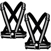 YUNLOVXEE Reflective Strap Safety Vest Gear - 2-10 Pack Adjustable High Visible Reflective Running Gear for Women Men Night