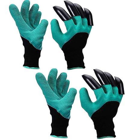 Gartenhandschuhe mit Klauen, 2 Paar Wasserdicht Langlebig Stichsichere Safe Gartenarbeit Handschuhe, Graben Garten Arbeitshan