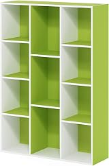 Furinno LUDER 11-Cube Bookshelf White Green 73.9W x 105.9H x 23.9D cm view 5