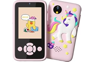 ANJUU Unicorn Kids Camera for Girls, Kids Selfie Camera Toy, 1080P Kids Video Camera for Toddler, Christmas Birthday Gifts for 3-8 Years Old Children with 32G SD Card -Pink