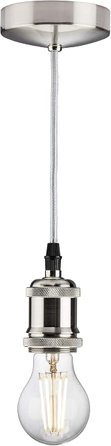 Knightsbridge 6 Inch E27 Vintage Pendant Set in Brushed Chrome view 3