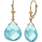 Galaxy Gold GG 14k Solid Gold Blue Topaz Leverback Earrings