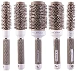 Round Thermal Brush Set, Professional Nano Ceramic & Ionic Barrel Hair Styling Blow Drying Curling Brush, 5 Different Sizes
