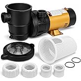 XtremepowerUS 1.5HP Variable 2-Speed Above Ground Swimming Pool Pump High Flow Swimming Pump Strainer with 1.5" Inch Slip On Fitting Adapter For Aboveground Pool