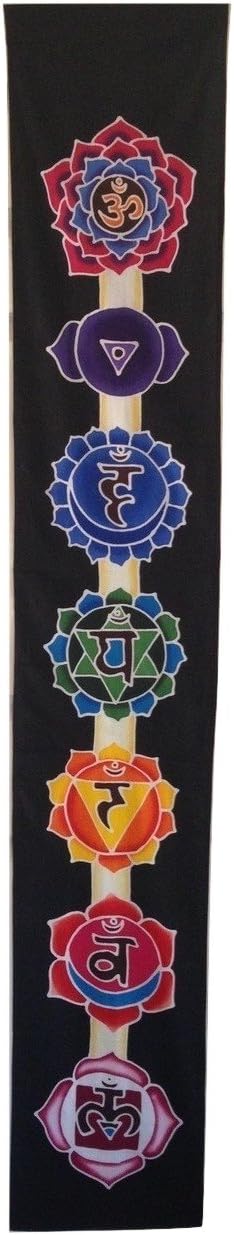 Karma Yoga Organic Chakra Banner Hand Dyed Batik Wall Hanging