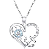 MEDWISE Anchor Necklace for Women 925 Sterling Silver Heart Anchor Pendant Necklace Nautical Jewelry Gifts for Women Daughter Wife Valentines Day Gifts for Her