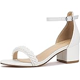 PARTY Women's Open Toe Ankle Strap Low Block Chunky Heels Sandals