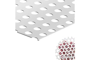 ABJHCAD Stainless Steel Perforated Sheet Metal - 304 Plate, 23.6"X11.8" Metal Sheets, 0.32" Hole, 0.0375" Thickness