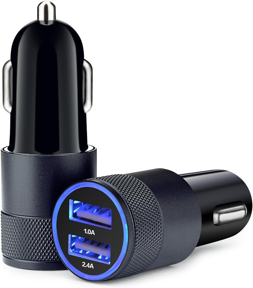 Car Charger,Sicodo 2-Pack 3.4A Dual USB Port Rapid Car Charger Adapter Compatible with iPhoneX,8,8 Plus,7 Plus,7S,6 Plus,6S,iPad,Tablet,Samsung Galaxy S9 S8,S7 Edge,HTC,Sony and Other USB Device