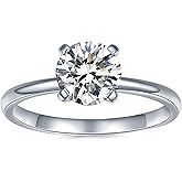 IMOLOVE Solitaire Moissanite Engagement Ring, 1CT D Color VVS1 Clarity, 925 Sterling Silver with 18K White Gold Plated, Ideal Gift for Women