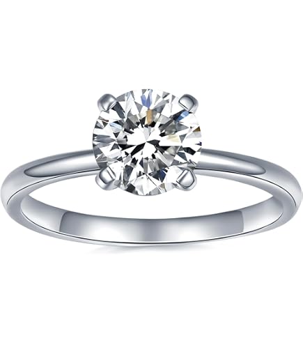 Ellaura Women's 2Ct Round Diamond Solitaire White Gold Engagement Ring - Solitaire Collection, Ring Size: 6.5