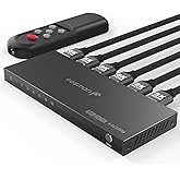 Fosmon 5-Port HDMI 8K Switch with Remote, Support 8K@60Hz 4K@120Hz HDR10+ HDCP 2.3 High Speed 48Gbps 5 in 1 Out Auto-Switching 5x1 HDMI 2.1 Switcher Splitter Hub Compatible with PS5, Xbox X, Apple TV