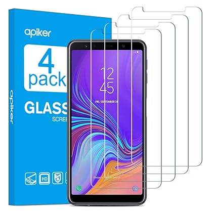 apiker [4 Stück Schutzfolie für Samsung Galaxy A7 (2018) Samsung Galaxy A7 (2018) Panzerglas, 9H Härte, Bläschenfrei, 2.5D ab