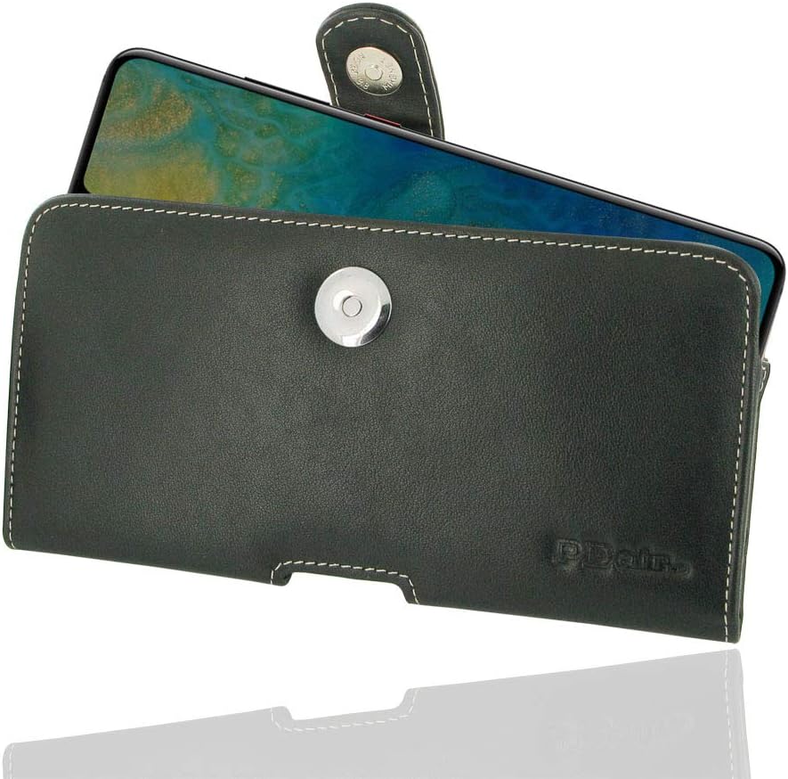PDair Huawei Mate 20 X Genuine Leather Case, Leather Pouch Case with Belt Clip, Sleeve Pouch [Magnetic Phone Case] Handmade Premium Horizontal Pouch for Huawei Mate 20 X